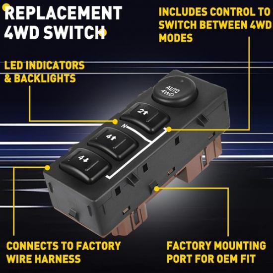4WD Selector Control Switch For 03-07 Silverado/Sier<Wbr/>Ra 1500 2500HD 03-04 3500 EK