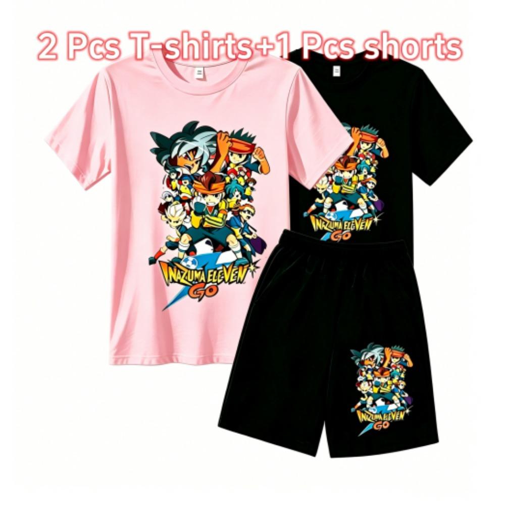 Fashion Anime Character Games Print Outdoor Street Kids T-shirt and Shorts Summer Home Casual Outfit Boy and Girl's Sports Set