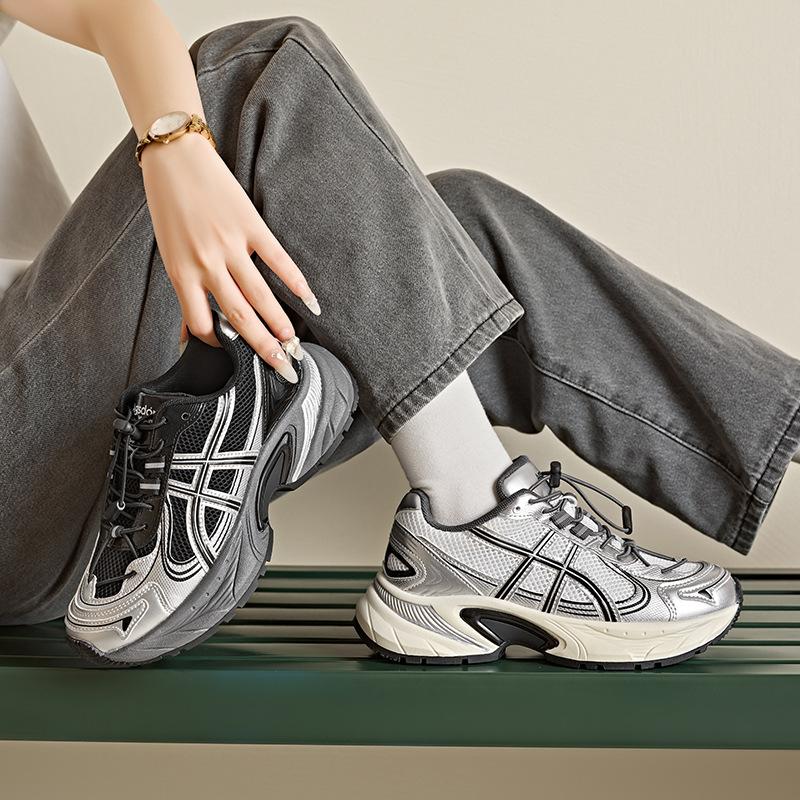 Augustine platform dad shoes women's 2025 summer new silver fashion retro hiking shoes sports and leisure shoes
