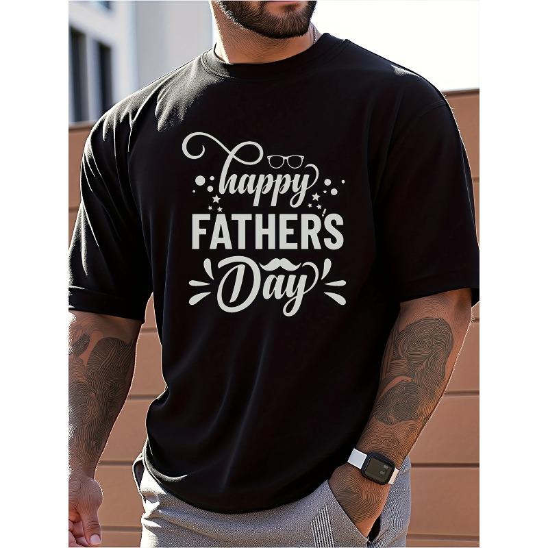 European Size Happy Fathers Day Celebration Graphic Casual Fashion Tee T Shirt S чёрный