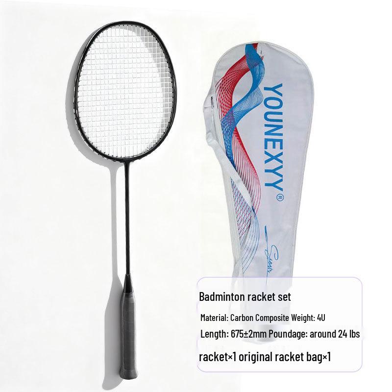 Women's Ultralight Carbon Fiber Badminton Racket Set for Beginners and Professionals - Durable Training Gear