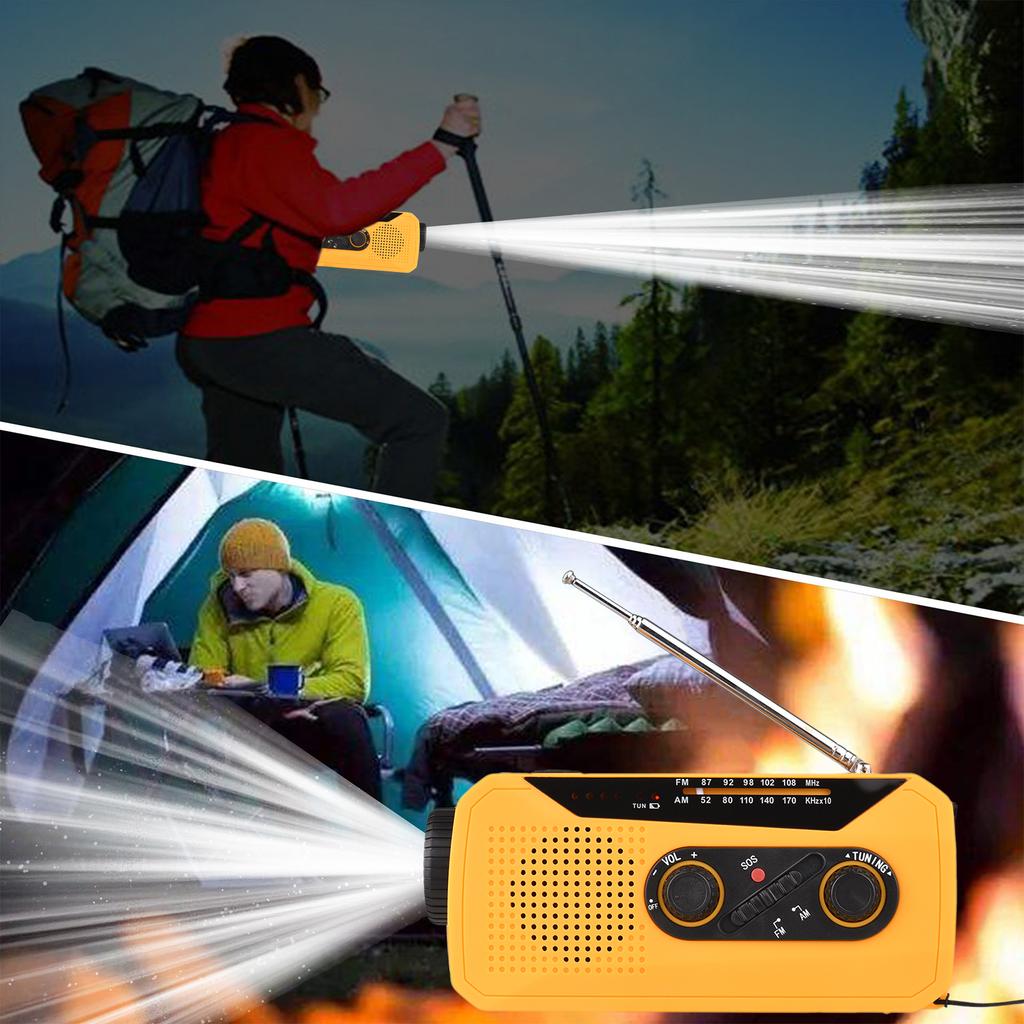 Wind Up Solar Radio Emergency Solar Radio Crank Powered Radio with Rechargeable Battery SOS Alarm AM/FM Bright Flashlight Headphone Jack USB Port