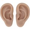 Silicone Ear Model, Flexible Left and Right Model for Ear Piercing, Silicone Body Parts, Silicone Ear Mould (Dark Skin Colour)