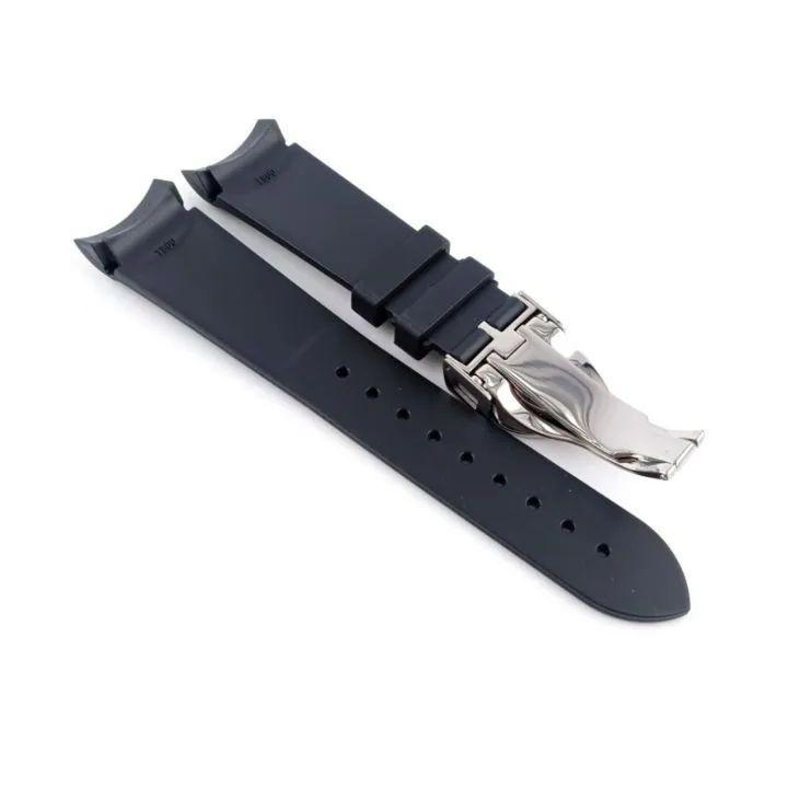 Used 22mm Watch Aftermarket Product Silicone Rubber Strap Curved End Black D Buckle Included [Compatible With] TUDOR Black Bay Tudor Tudor