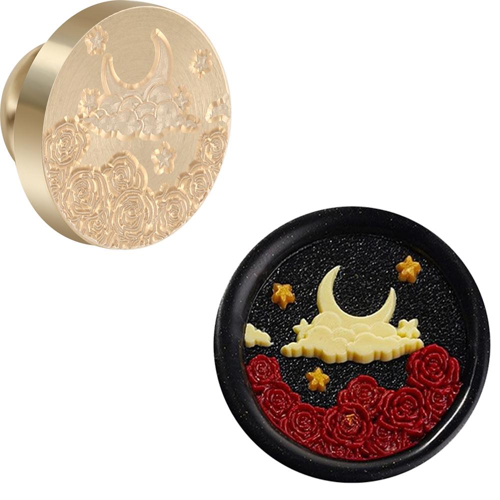 Moon Series Wax Seal Stamp Moon Phase Snake Triple Moon Replaceable Sealing Wax Stamp 25mm Brass Head for Halloween Invitations