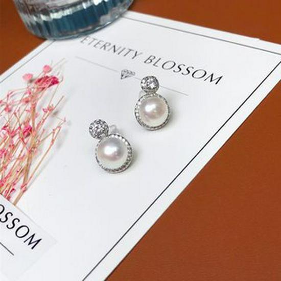 Elegant Songyuan Pearl Stud Earrings: Multiple Colors, Round Mantou Design, Light Luxury Fashion