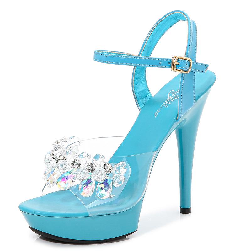 Sandals Women'S Newest Summer Fashion 13Cm Ultra-High Heel Sandals Candy Sexy Sandals Crystal Stiletto Women High Heels2022