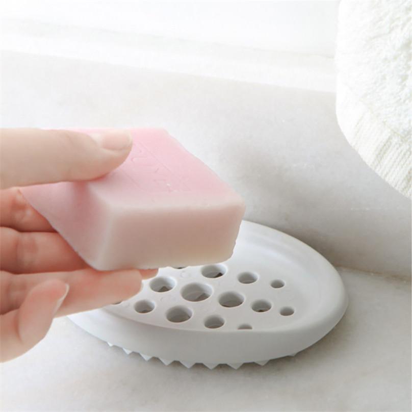 Practical Bathroom Silicone Soap Dish Holder Tray Desktop Drain Soap Box