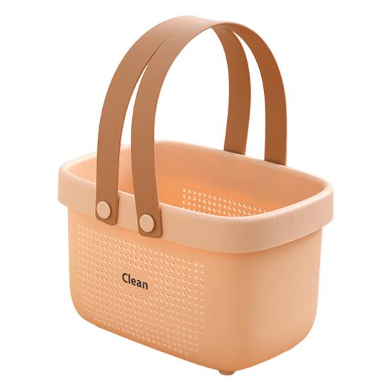 Bath Storage Basket with Handle Load Bearing Ventilation Holes Stable Bottom Easy Access Hollow Out Shampoo Toiletry Bath Basket Home Supply