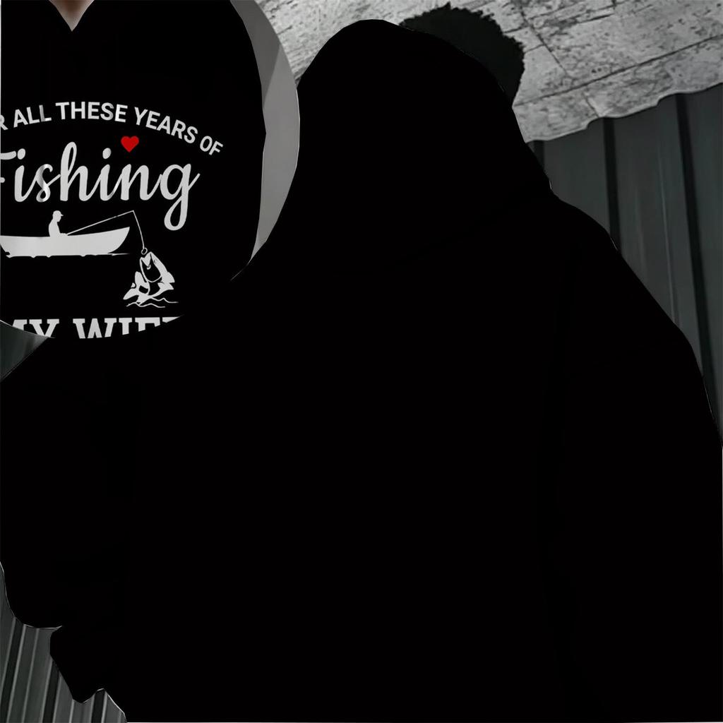 Men's Comfortable Cotton Breathable Fishing-Themed Hoodie, Casual Daily & Outdoor Fishing Wear, Couple Christmas Gift