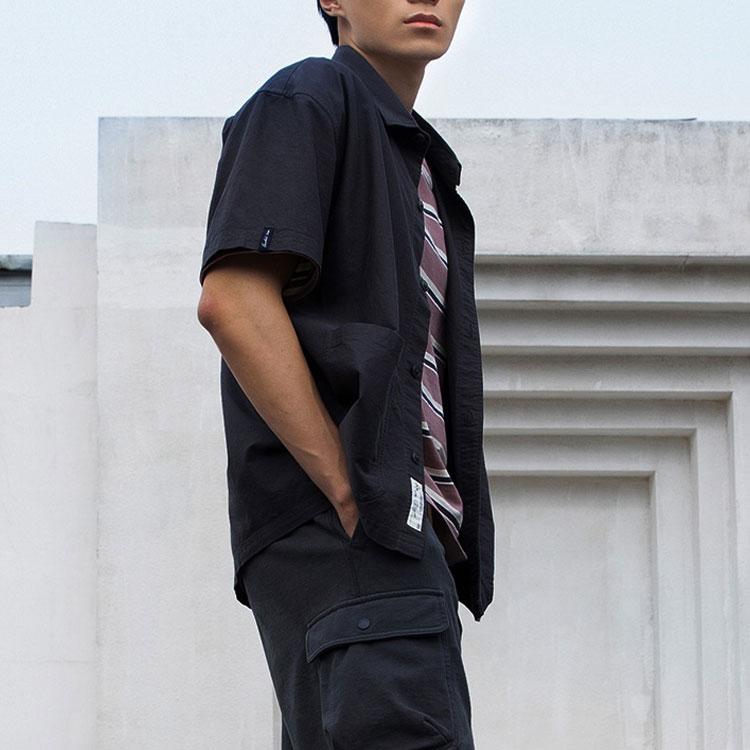 Mizuno Heritage Series Urban Functional Solid Color Simple Casual Loose Polo Shirt Unisex Shirts Charcoal-Gray D2CE41H1-90