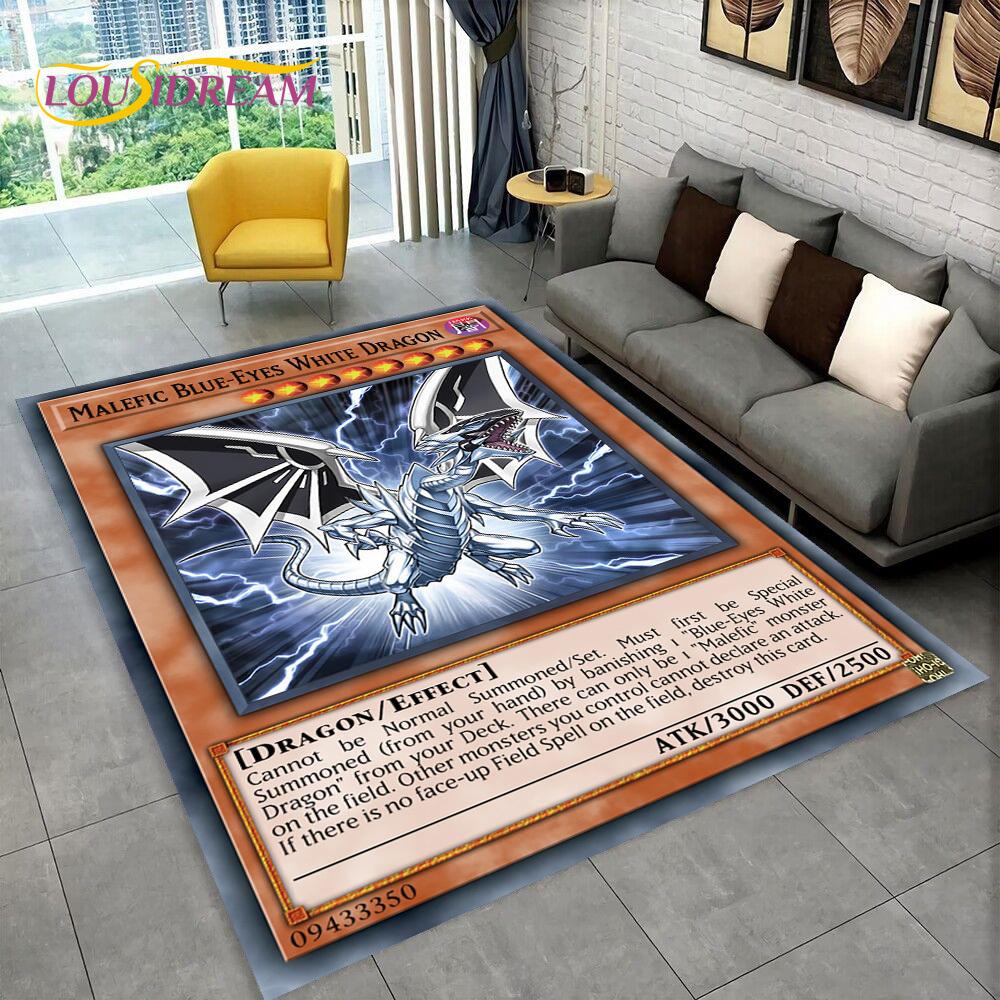 Monster Gold Card Cartoon Yu-Gi-Oh Anime Blue Eyes Dragon Game Covor Covor pentru dormitor Living Room Decor canapea, Covoraș