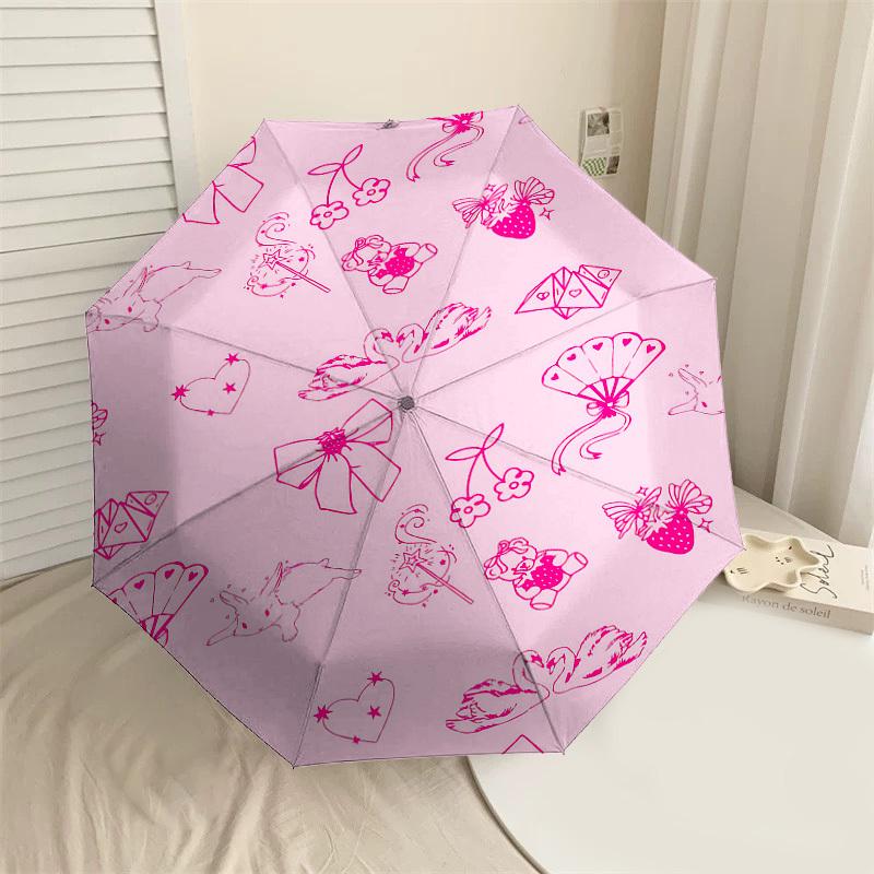 

1pc pink rabbit Automatic Open/Close Umbrella Compact Folding Umbrella with 8-Rib Shaft for Women/Men, Portable Travel Umbrella,1218S
