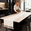 American Table Runner Polyester Cotton Jacquardcut Flower Knotted Tassel Long Tablecloth Table Decoration Cloth Cover Table Runner