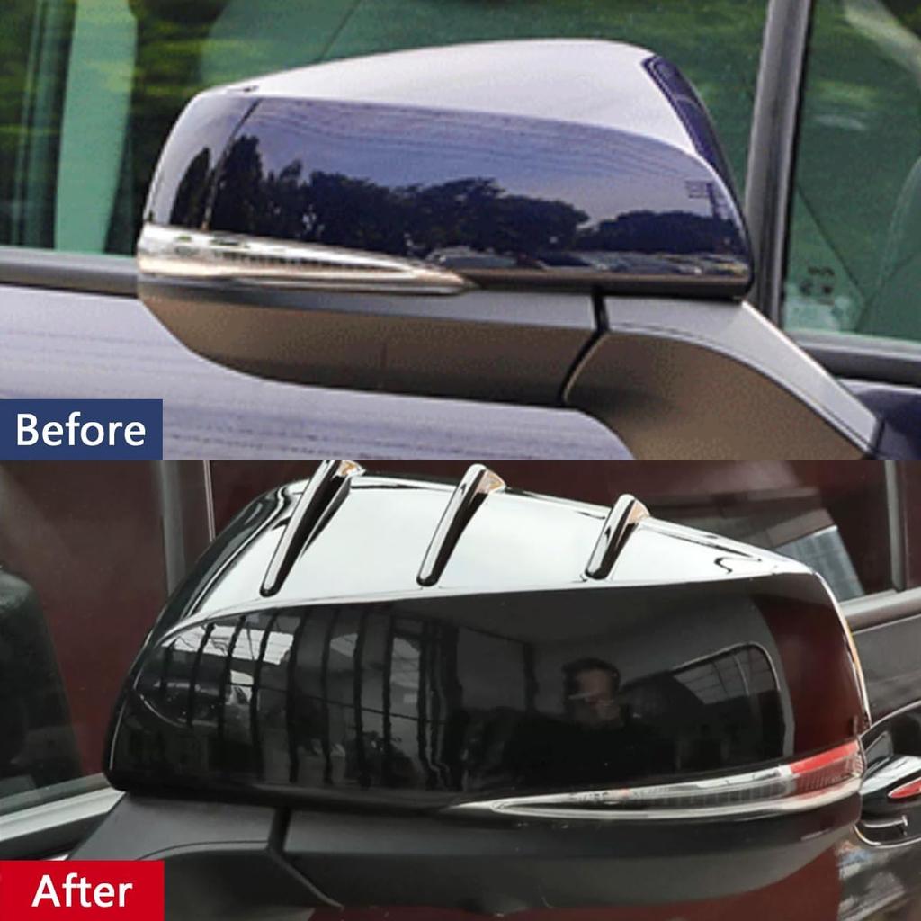 Car Accessories Fit for Toyota Sienna 2021 2022 2023 2024 2025 Exterior Rear View Side Door Mirror Cover (Glossy Black) ABS 2PCS with Striped