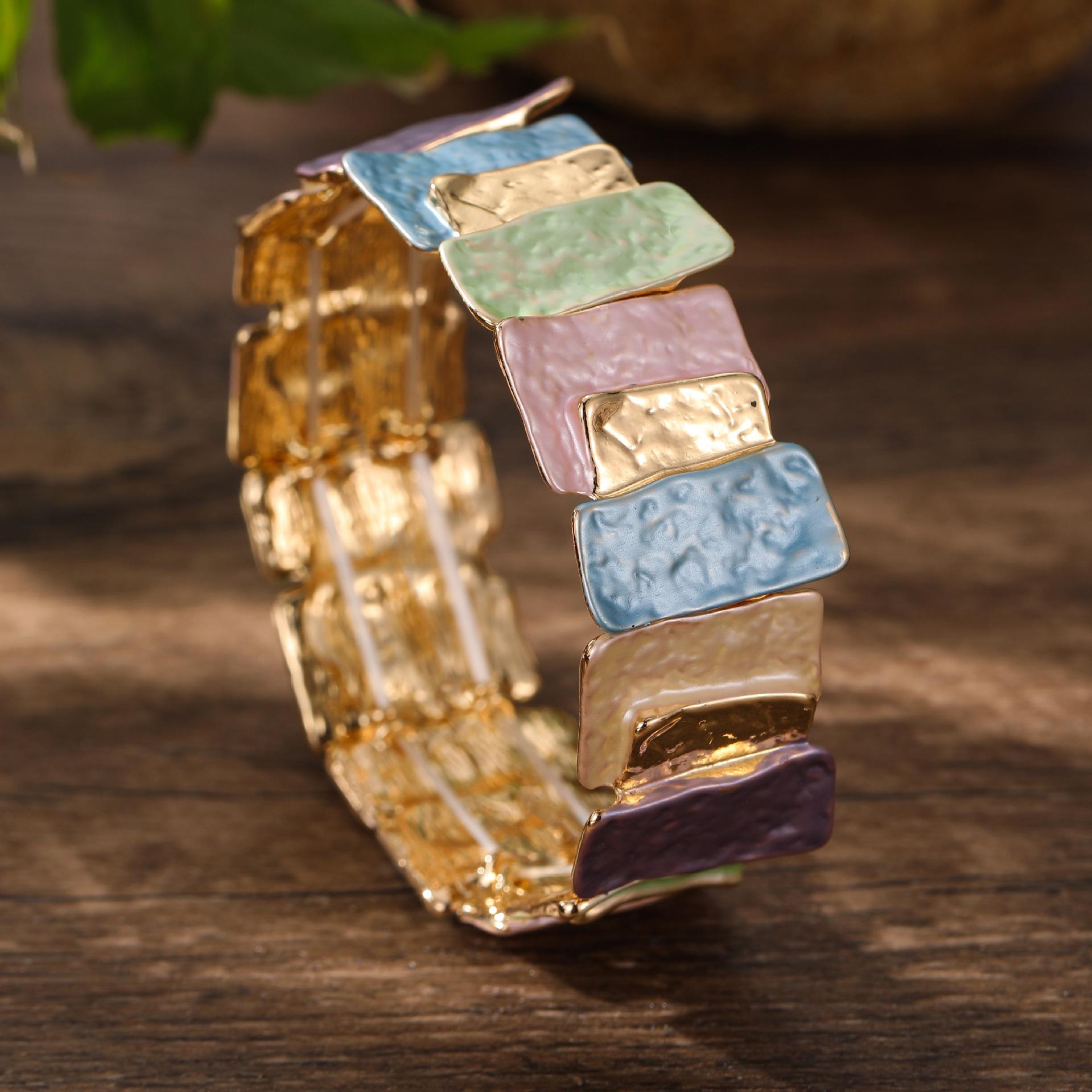 Ladies  Fashionable Versatile Irregular Square Elastic Bracelet Spring Colors