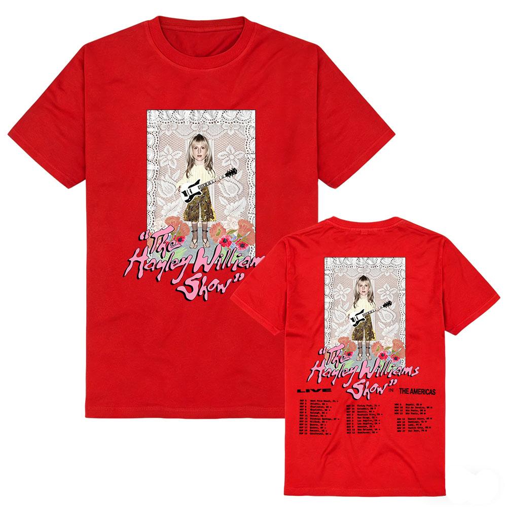 

Live in America The Hayley Williams Show T-shirt Summer Cotton O-neck Female Tshirts Graphic Merch Loose Soft Short Sleeve Tees XS красный