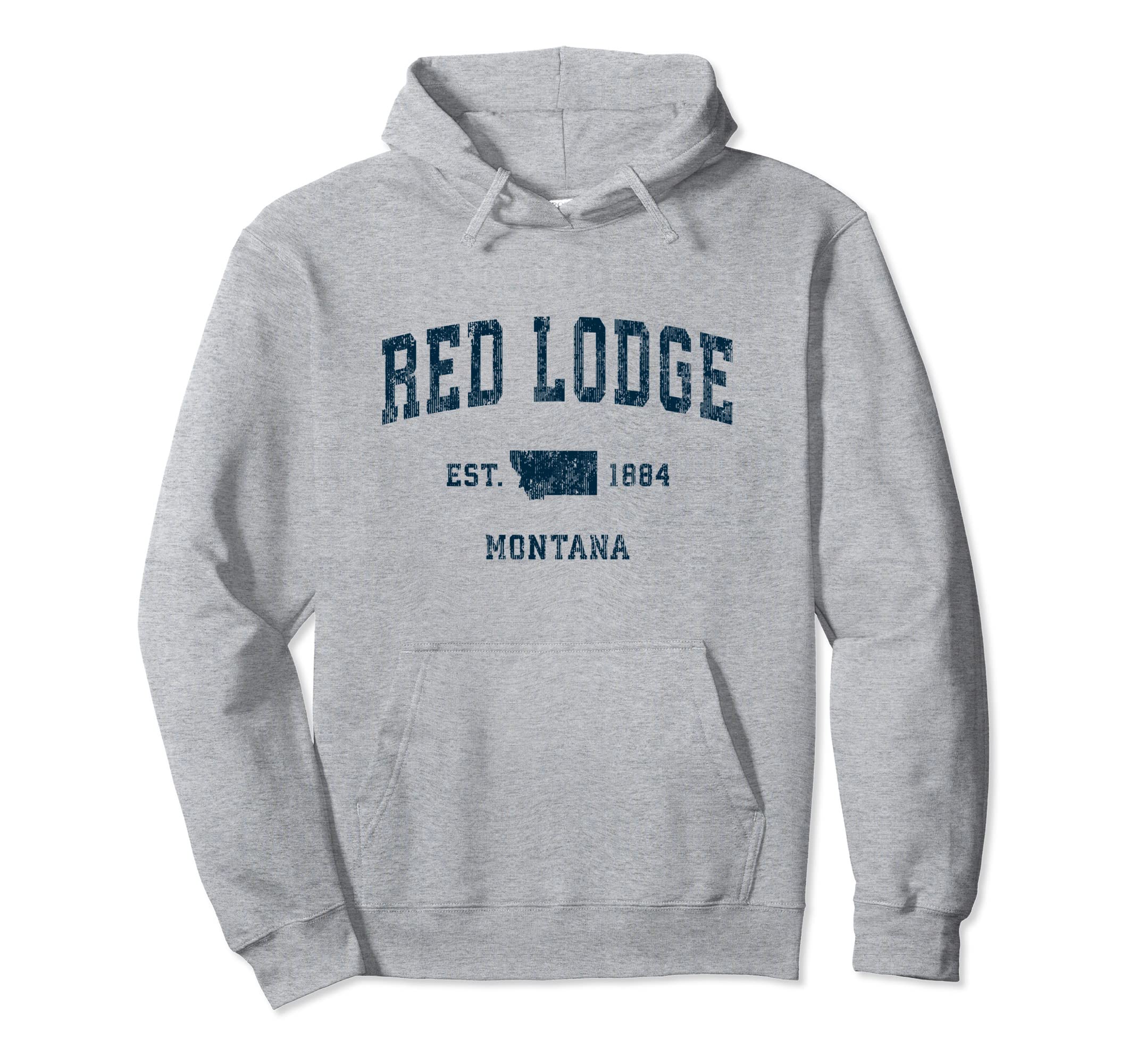 

Red Lodge Montana MT Vintage Sport Design Navy Print Hoodie