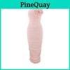 Summer Sexy Spaghetti Strap Bodycon Dress With 3d Floral Embellishments For Youths