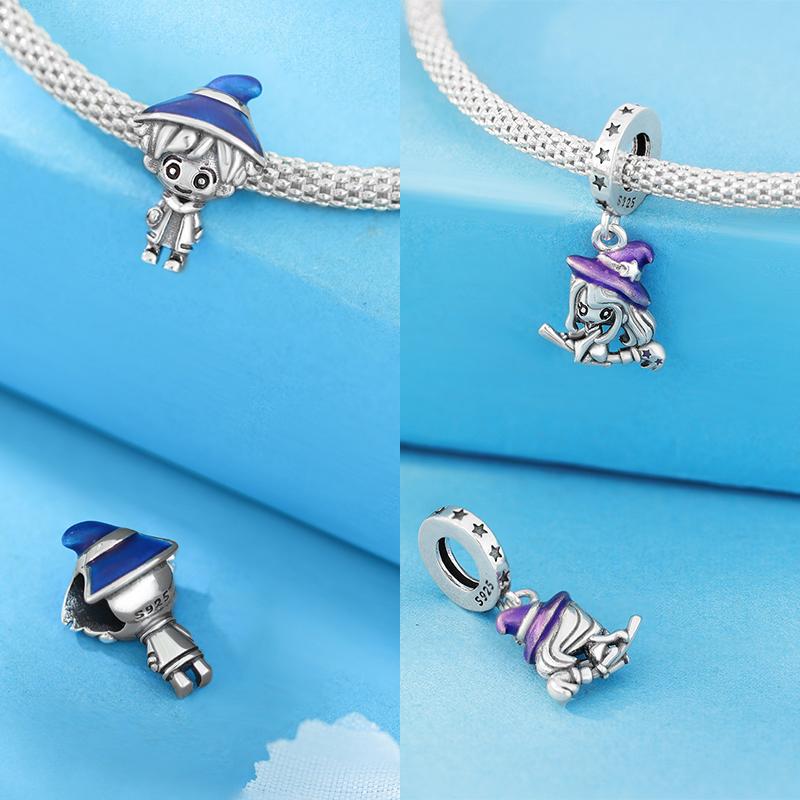 Halloween Purple Flying Witch Bead Components Rabbit Pendant Bead Component Copper Metal Charm Bead Components Compatible With Women Do It Yourself