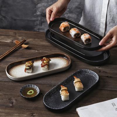 Sushi-Teller im japanischen Stil, rechteckiges Keramikgeschirr in Form einer Eisenplatte, Gemüseteller, kreative Haushaltsplatten,