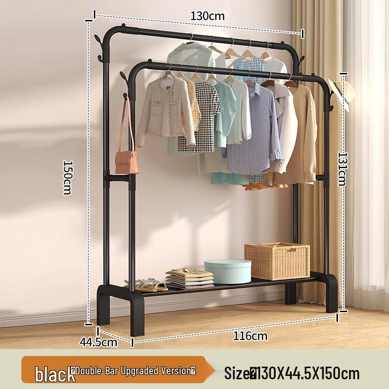 Floor-Standing Indoor Clothes Drying Rack and Coat/Hat Rack for Bedrooms and Dorms.
