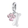 WOSTU 925 Sterling Silver Dog Charms Yellow Corgi Pendant Pink Pet Paw Dachshunds Shih Tzu Dog Dalmatian Bead Fit DIY Bracelet2