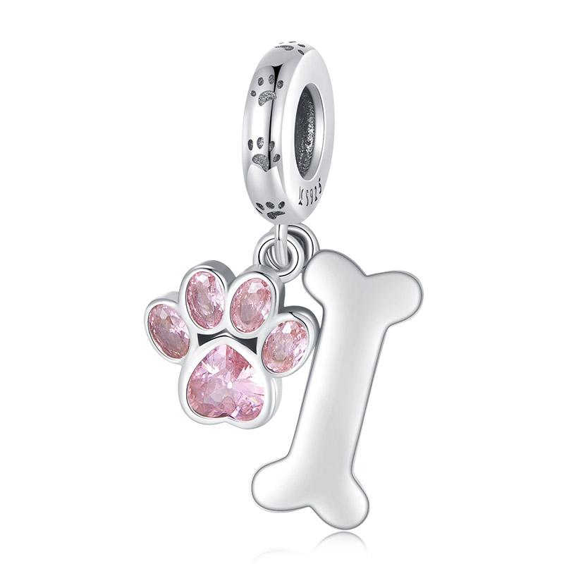WOSTU 925 Sterling Silver Dog Charms Yellow Corgi Pendant Pink Pet Paw Dachshunds Shih Tzu Dog Dalmatian Bead Fit DIY Bracelet2