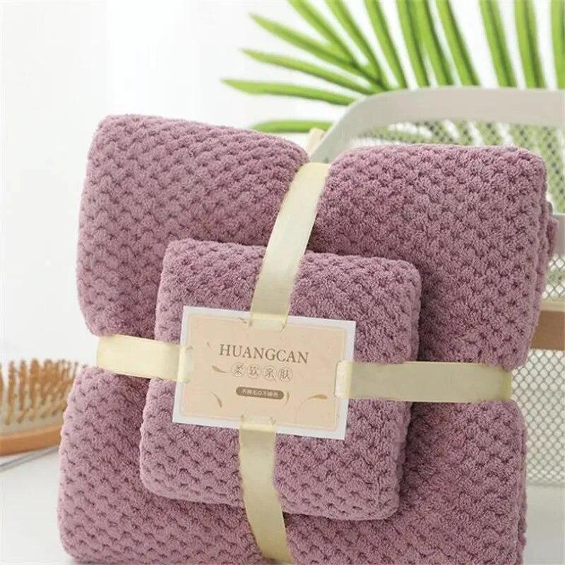 

Набор полотенец для рук из кораллового бархата, впитывающих влагу, набор полотенец для рук, ультратонкое волокнистое полотенце, набор полотенец для ванной комнаты 2pcs темно-фиолетового