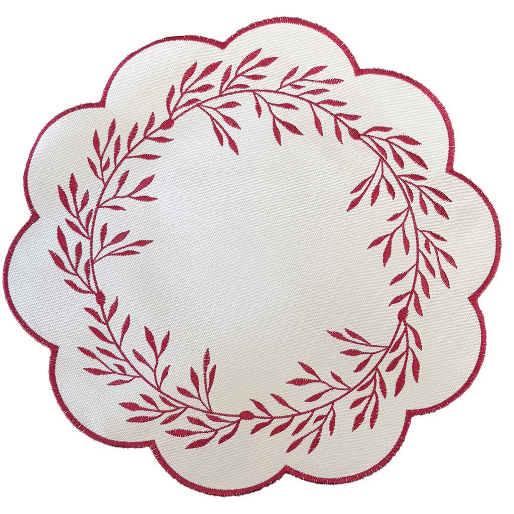 Canvas Embroidered Floral Table Mat With Heatresistant Thick Durable Material For Home Dining