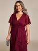 Ever-Pretty Women's Plus Size Shimmer Short Sleeve A-Line Midi Wedding Guest Dress with Ruffled Hem