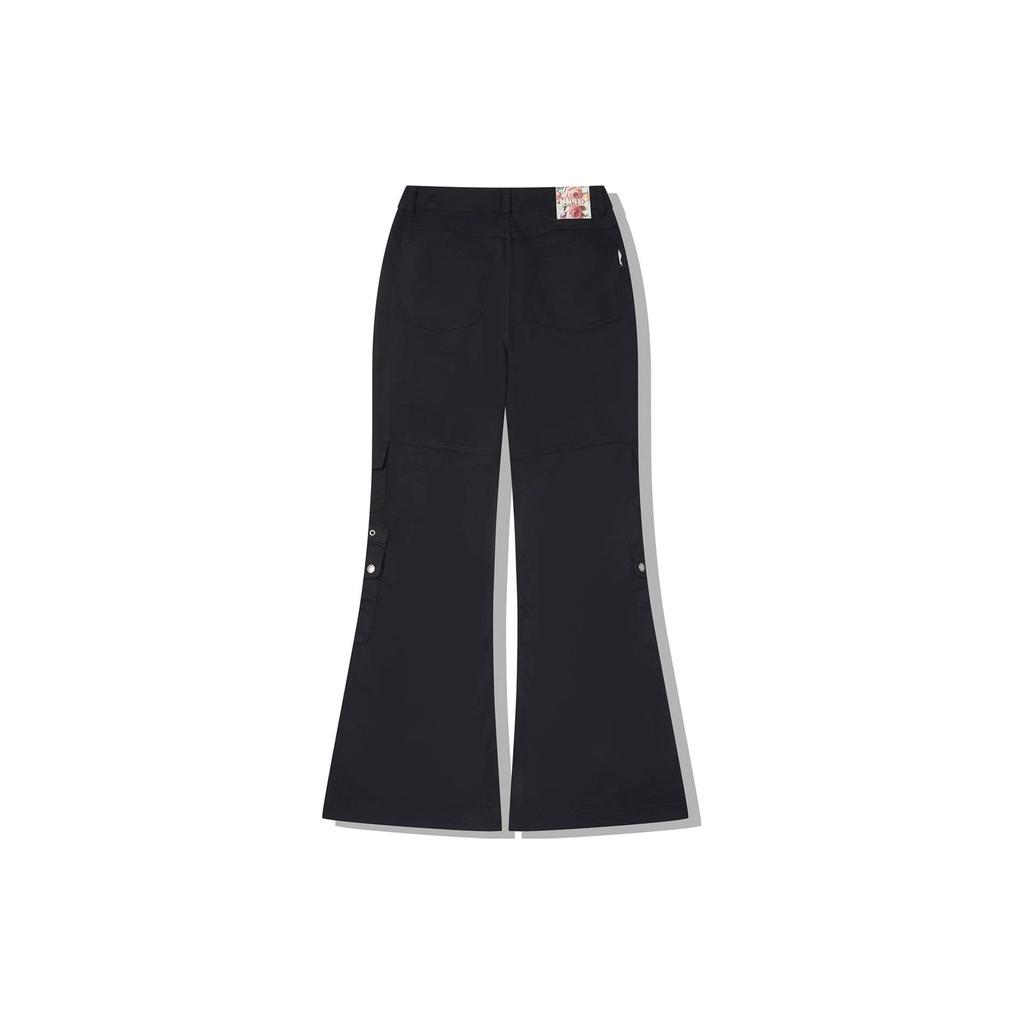 Li Ning X Pleasures Collaboration Solid Color Flared Casual Pants Women Pants Black AKXT782-1
