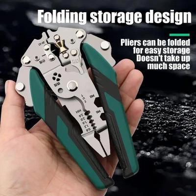 Wire Stripper Foldable Cable Cutter Stripper Pliers Multi-Function Electrician Hand Tool for Wires Cutting Crimping Winding