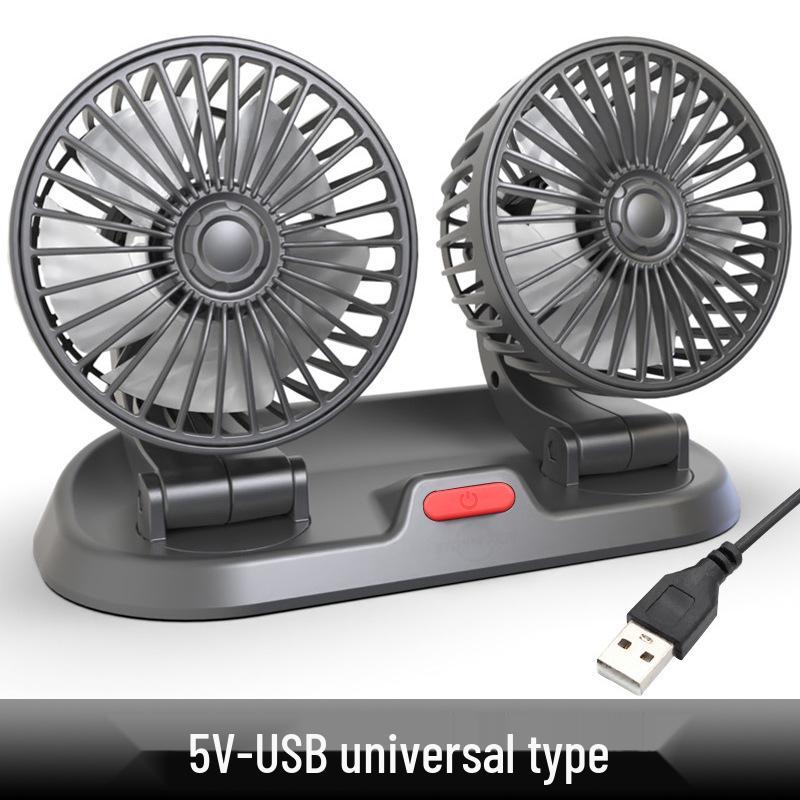 Adjustable Dual-Head Mini Car Fan for Summer