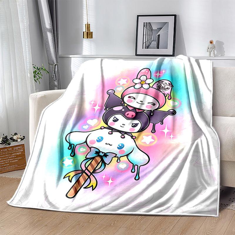 1pc My Melody and Kuromi Dripping Blanket, Soft Throw for Room Decor, Perfect Gift for Family and Friend, Living Room, Travel, Camping, Car Blankets,