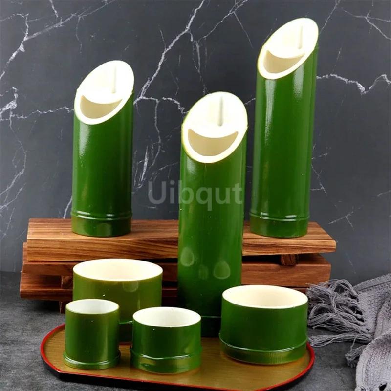 Imitation Bamboo Clear Wine Pot Bamboo Barrel Dry Ice Barrel Cuisine sushi boat bento Tattoo decorations Bamboo tube wine set