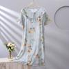 1011 new spot women's spring, summer and autumn cotton silk loose thin large version nightdress simple and comfortable loungewear
