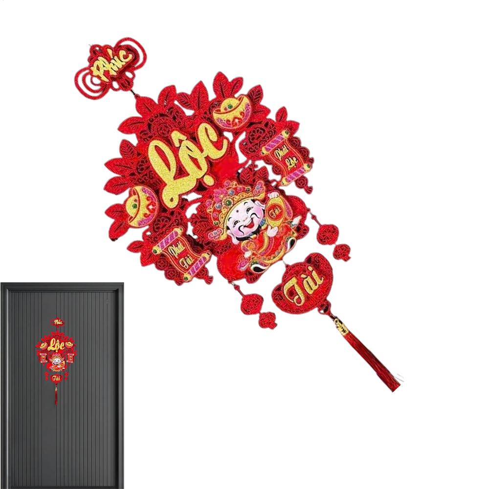 Lunar New Year Decorations Vietnamese 2025 Spring Couplet Fu Character Chinese Couplets Red New Year Banner Knot Pendant Home