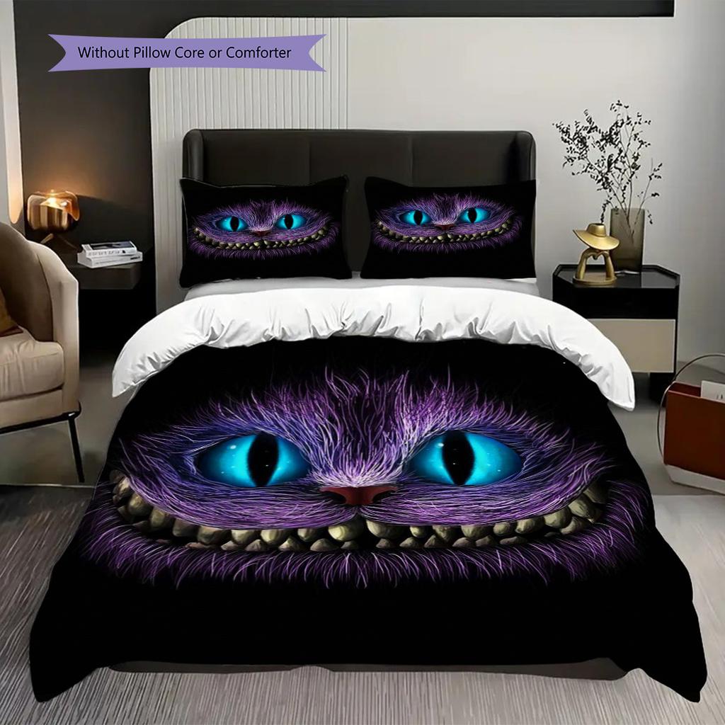 Cheshire Cat Night Bedding 1 Duvet Cover 2 Pillowcase Without Core Soft And Comfortable Bedding Set Christmas Birthday Gift