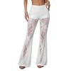 Pantaloni Lunghi da Donna in Pizzo Trasparente a Zampa Slim Fit