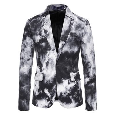 Autumn and Winter Men's Suit Casual Ink Splashing Printing Single-breasted Suit European Size Men's Light Business Suit
