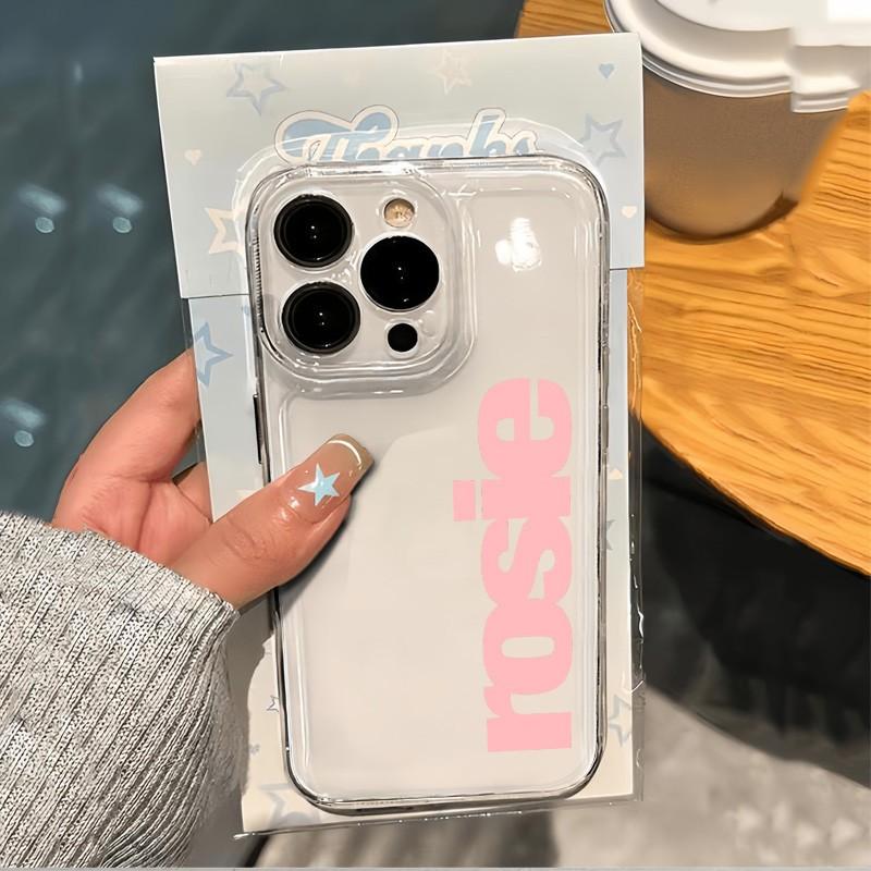 Korea R-ROSIE pink letters Phone Case For Xiaomi Redmi Note K60 15C 15 14 13 12 12C 11 10 10C 13C 10X A5 K50 Pro Plus Ultra 4G5G