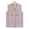 Hodo Women's Embroidered Fleece-Lined Elderly Warm Vest