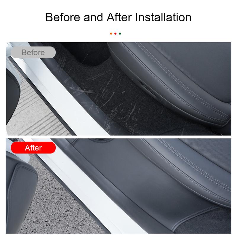 For Tesla Model Y Juniper 2025 Leather Threshold Strip Guard Pad Door Sill Protector Kit Door Welcome Pedal Threshold Strip Pad
