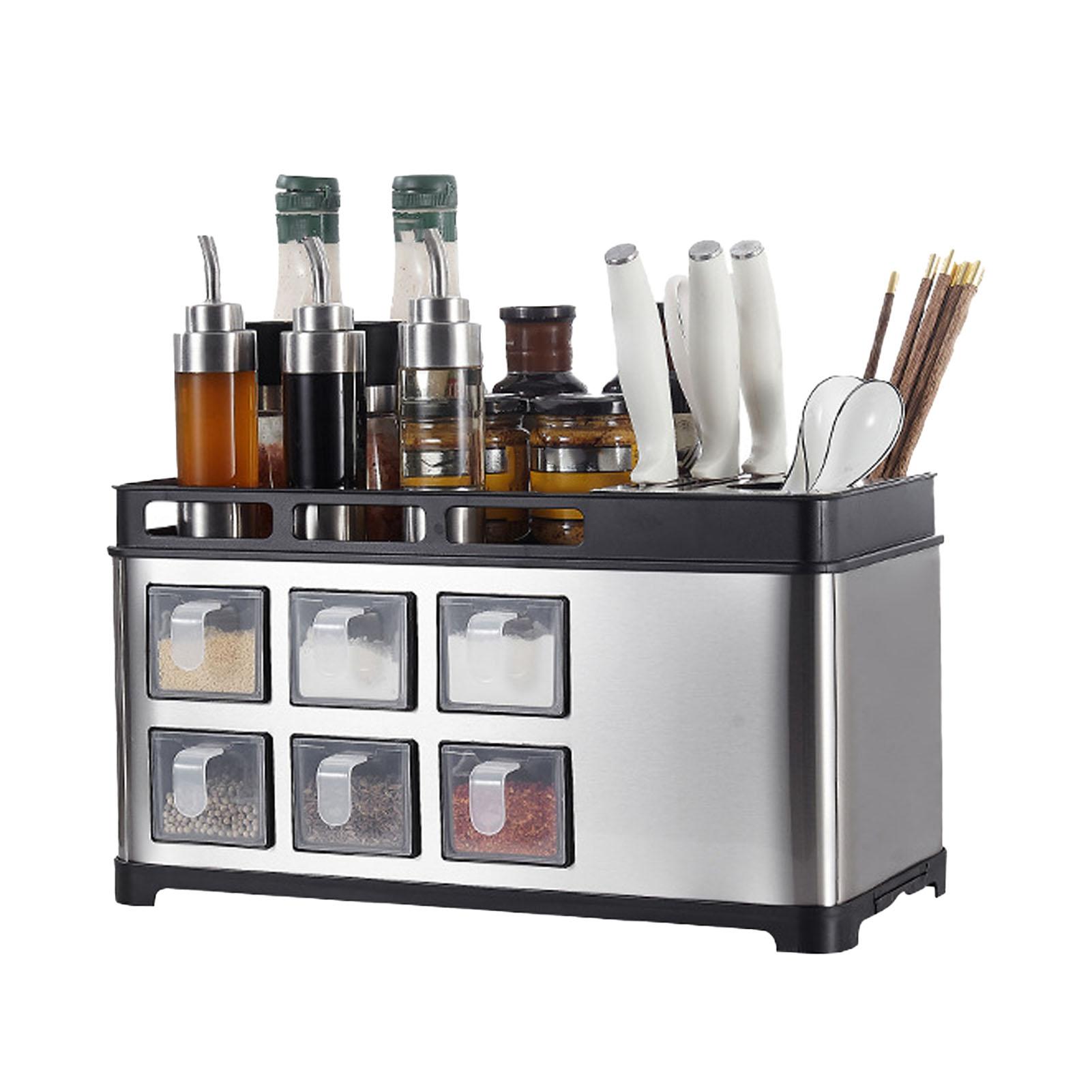 

Стойка для специй из нержавеющей стали, многофункциональная, держатель для бутылок со специями, кисточек, банок, ложек