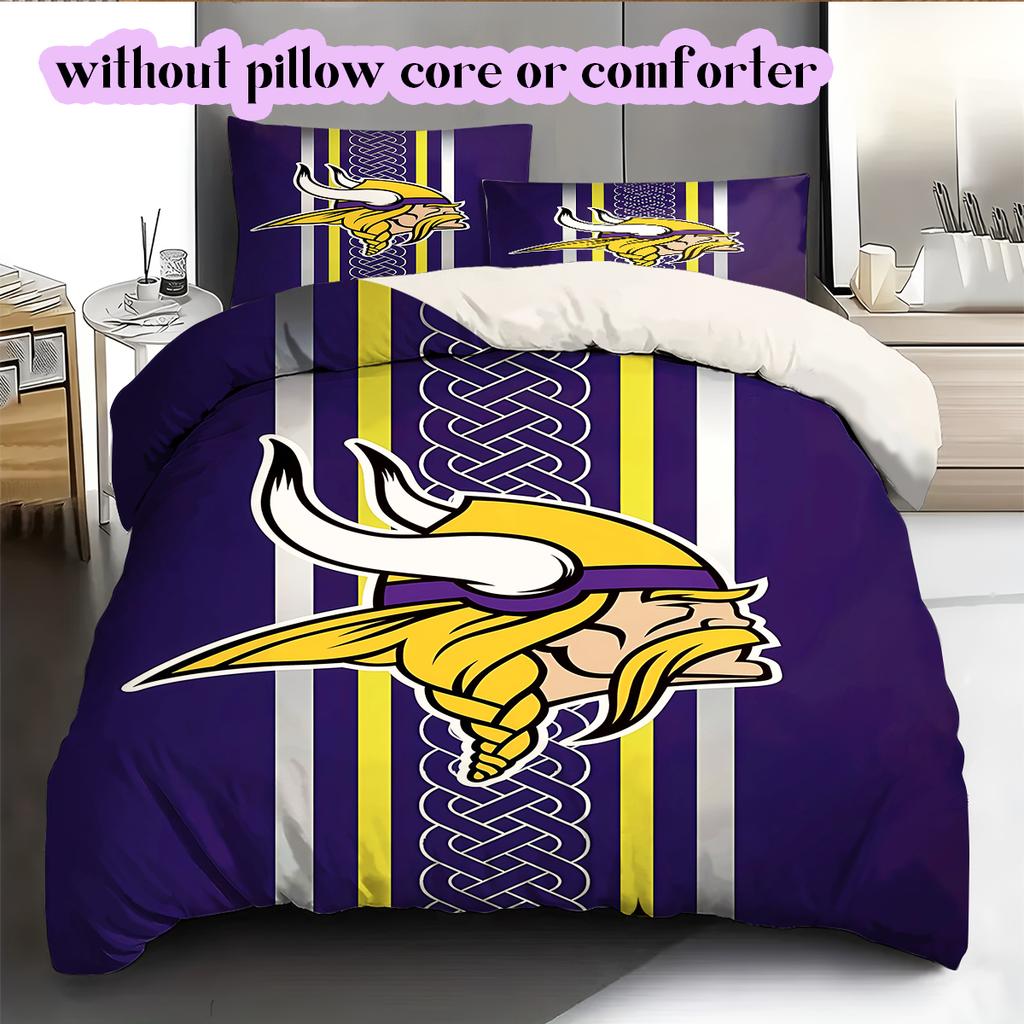 football Logo Pattern Bedding Quilt Set Quilt Cover Pillowcase Home Decoration Birthday Gift (1*duvet cover+ 2*pillowcase, without core)