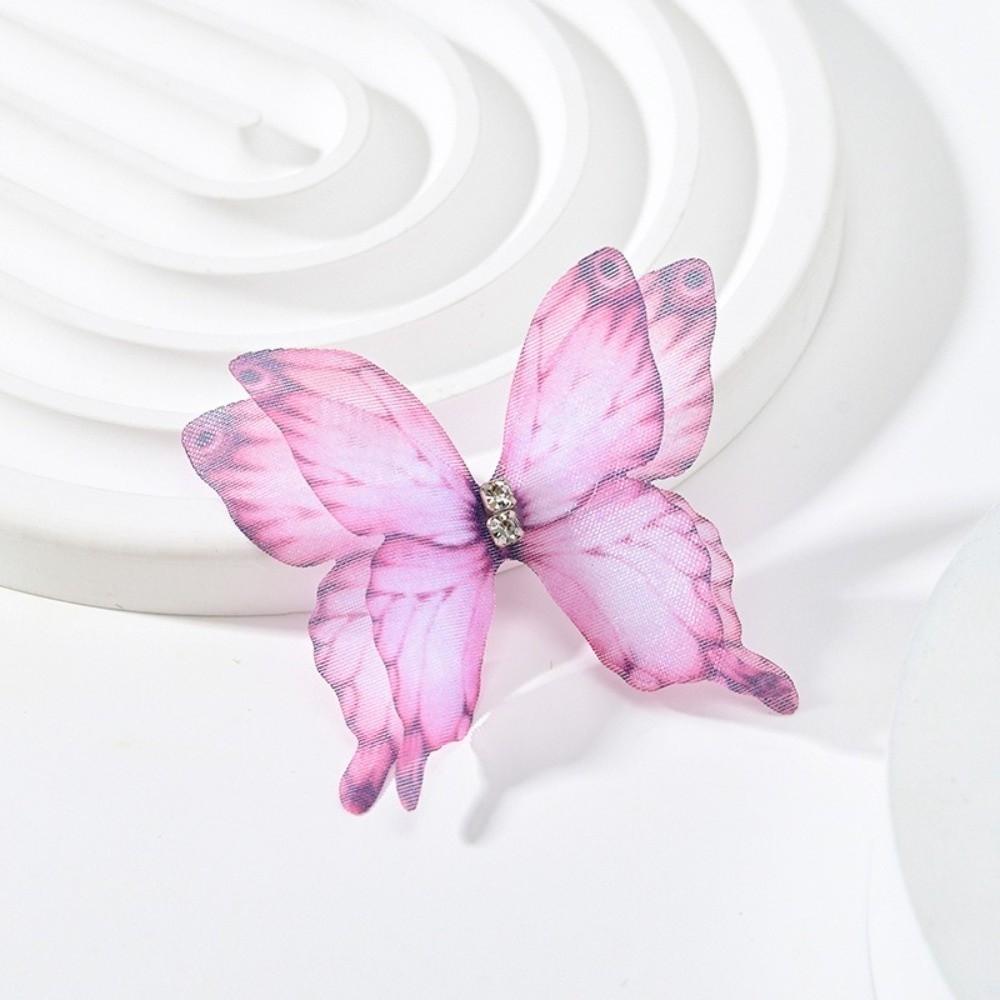 

50Pcs Clothes Sewing Patch 4.8CM Diamond Mesh Butterfly Applique Jewelry Headwear Clothing DIY Handmade Mesh Earrings Hairpin фиолетовый