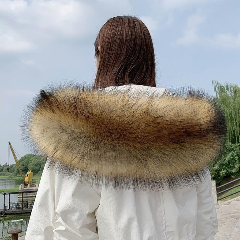 Abnehmbarer pelziger Plüsch-Kapuzenkragen Wickel für Damen Vintage Schal Damen Winter Thermisch Flauschiger Nackenschutz Schals Stolen