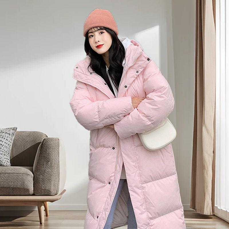 

Средний и длинный пуховик женский на утином пуху зима 2025 новый японский и корейский стиль женский пуховик модный элитный женский XL (Recommendations 140-165) розовый