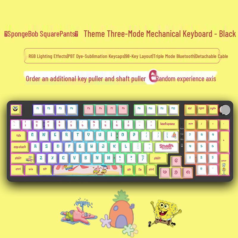 98-Key Wireless Bluetooth Three-Mode Mechanical Keyboard - Gaming, Esports, Office, PBT Transparent DIY Customization